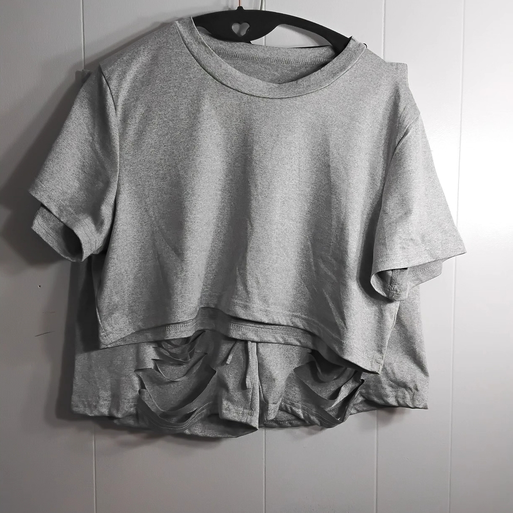 SHEIN Gray Cropped Top Short Set Size 1XL NWOT